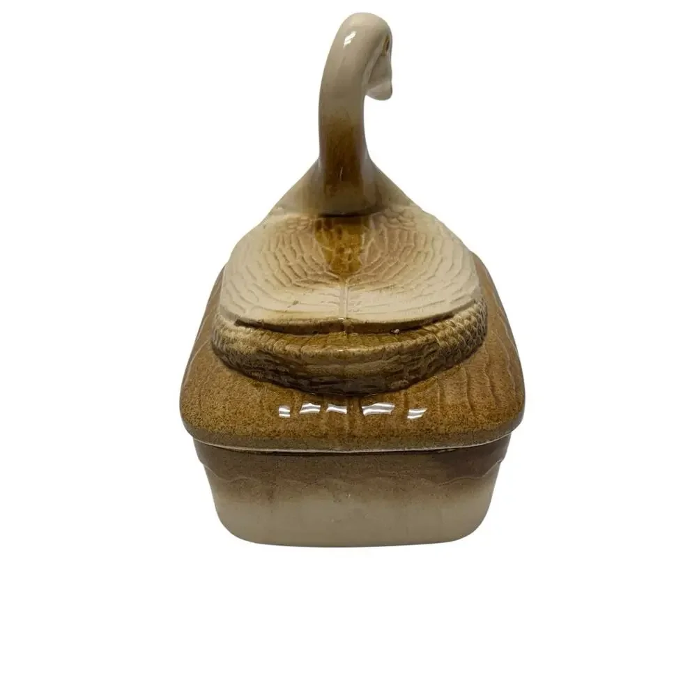 Vintage FRENCH STONEWARE DUCK SM TERRINE BAKER WITH LID PATE DISH VINTAGE